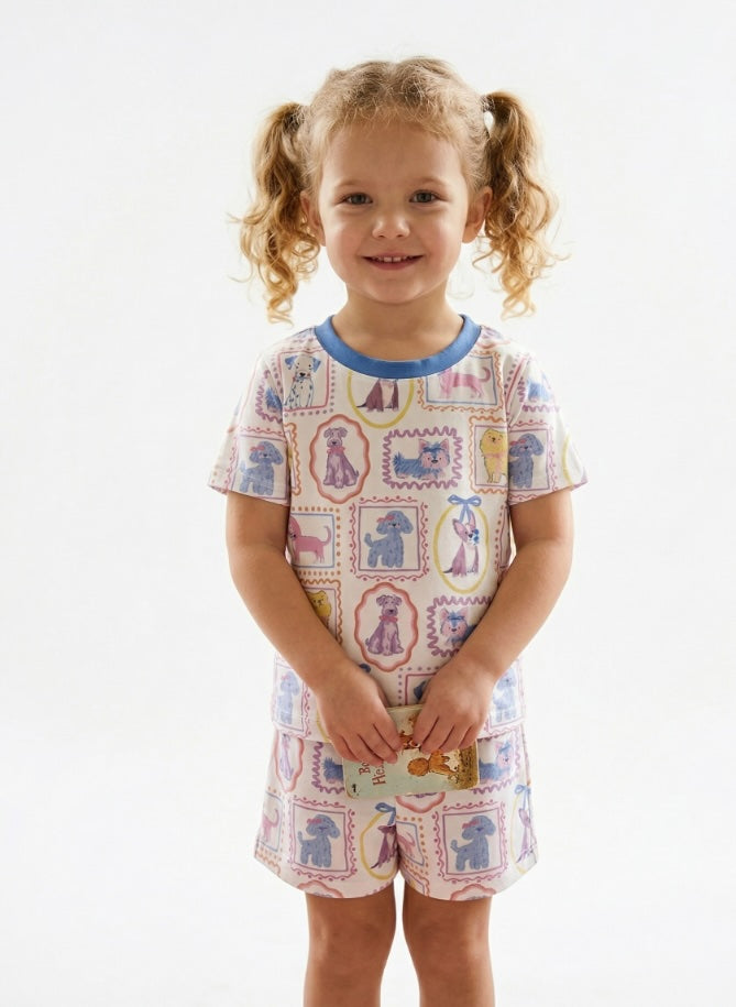 Puppy Portrait Youth Short Pajama Set - Kids PJs