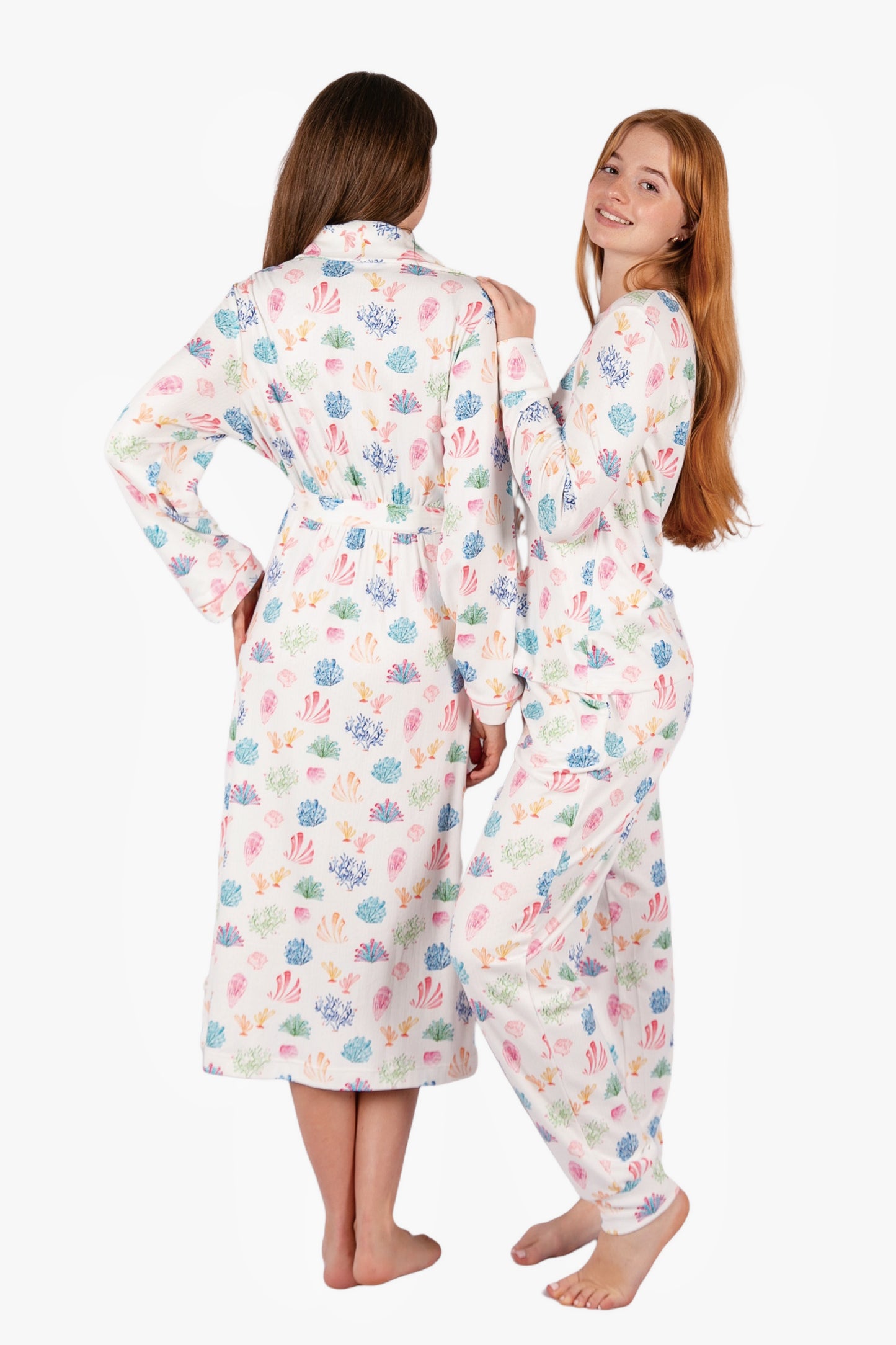 Rainbow Coral Full Length Robe - Brushed Pointelle Winter Robe | Imbali Charleston