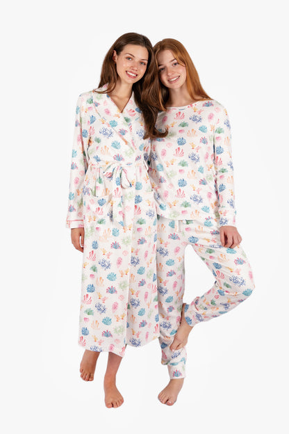 Rainbow Coral Full Length Robe - Brushed Pointelle Winter Robe | Imbali Charleston