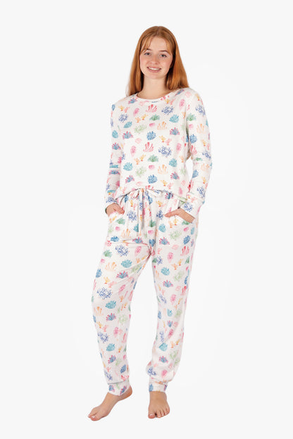 Rainbow Coral Pant PJ Set - Brushed Pointelle Winter Pajamas | Imbali Charleston