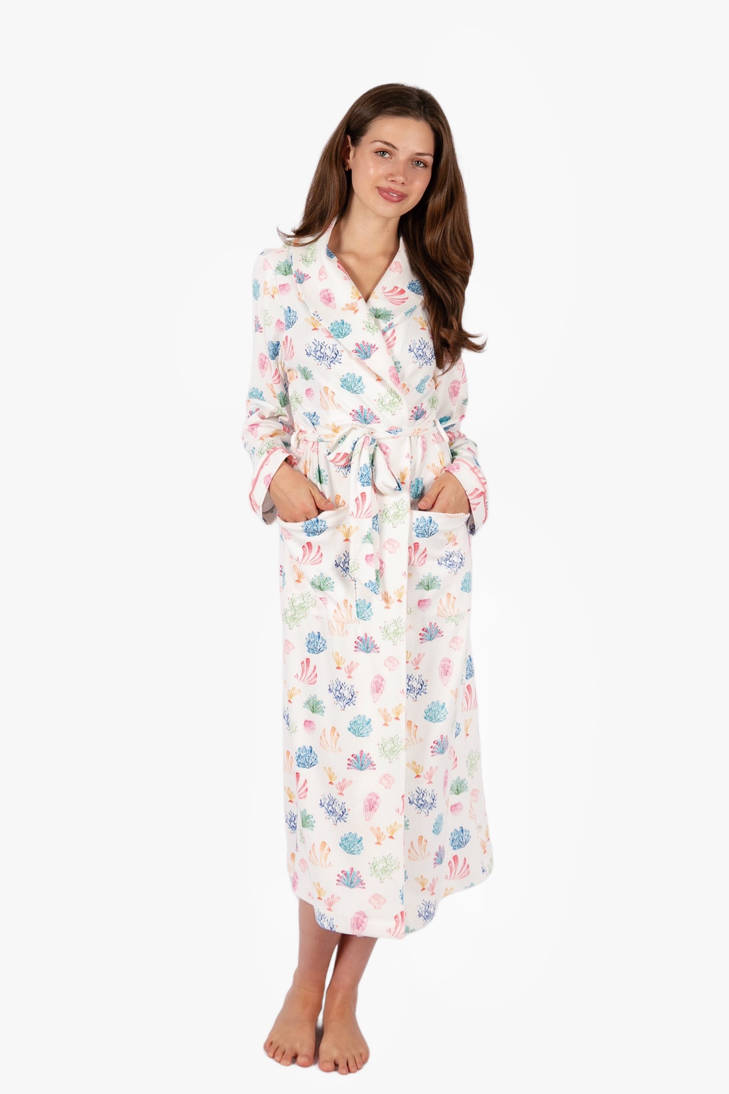 Rainbow Coral Full Length Robe - Brushed Pointelle Winter Robe | Imbali Charleston