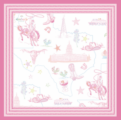 Pastel Texas Scarf 25x25" - Soft Colors Lone Star Print | Imbali Charleston