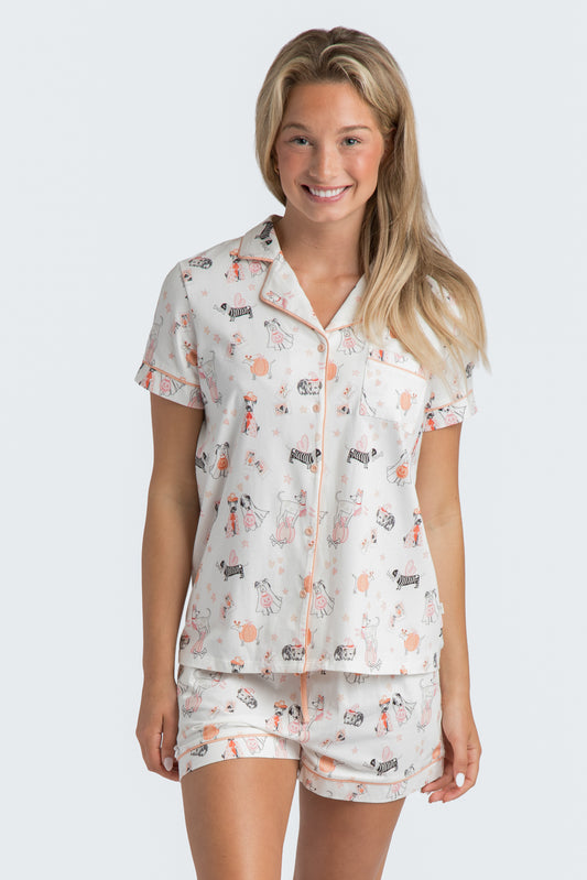 Spooky Pups Organic Cotton Knit Short Pajama Set