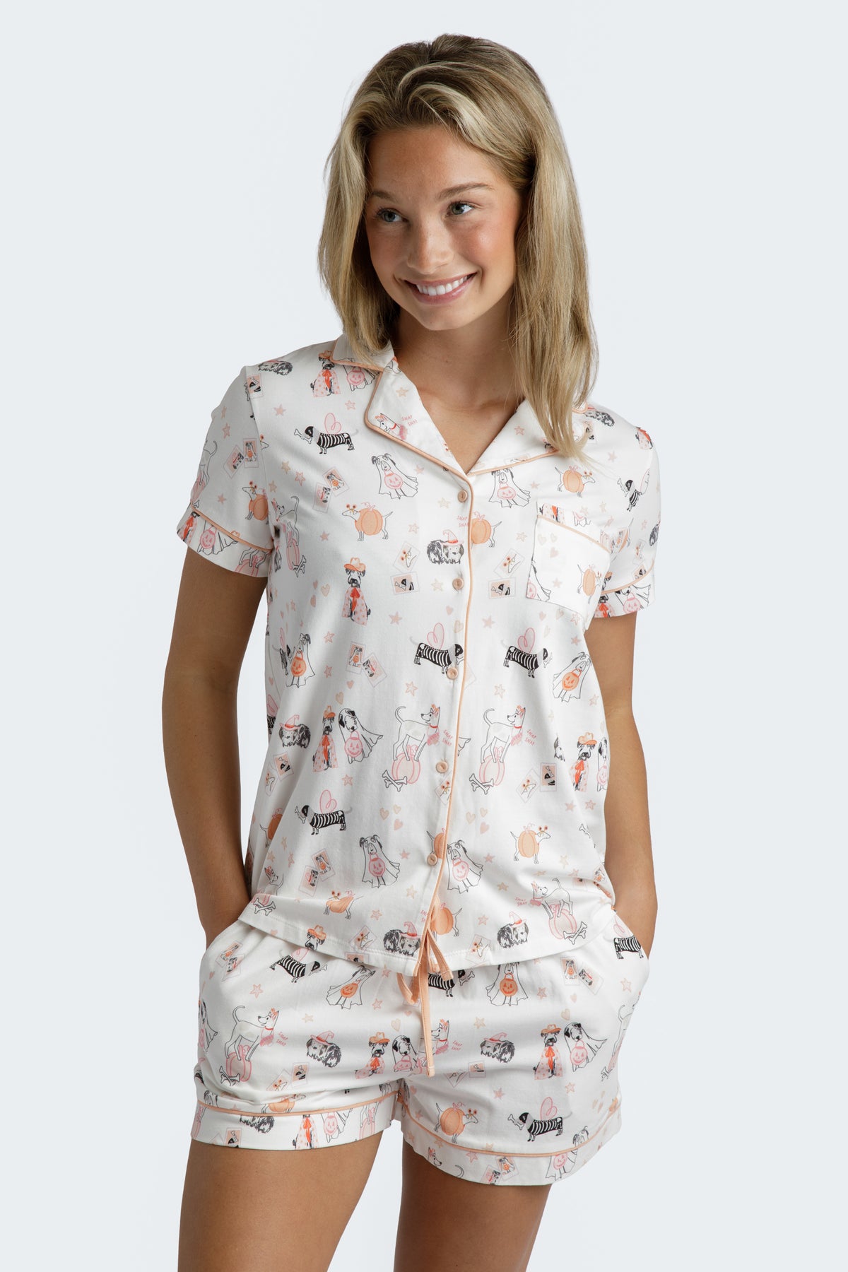 Spooky Pups Organic Cotton Knit Short Pajama Set