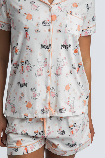 Spooky Pups Organic Cotton Knit Short Pajama Set