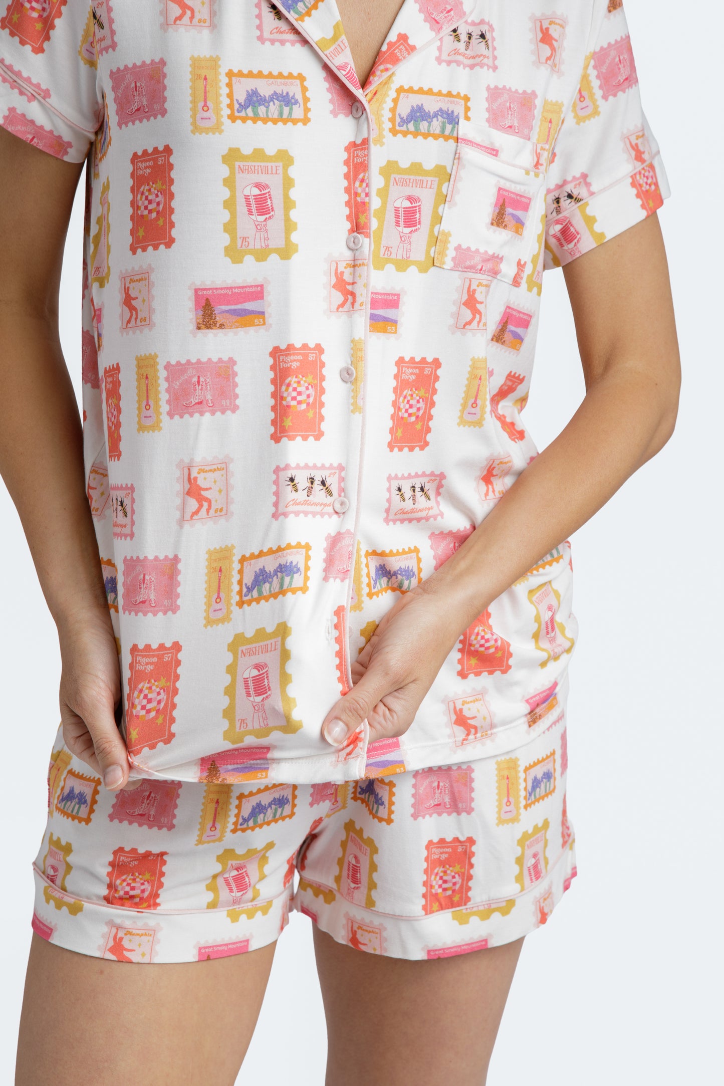 TN Stamps Short Pajama Set Collab with Jessie Reyna