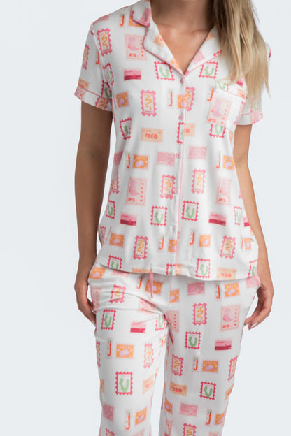 TX Stamps Short Sleeve and Crop Pant Pajama Set Collab with Jessie Reyna