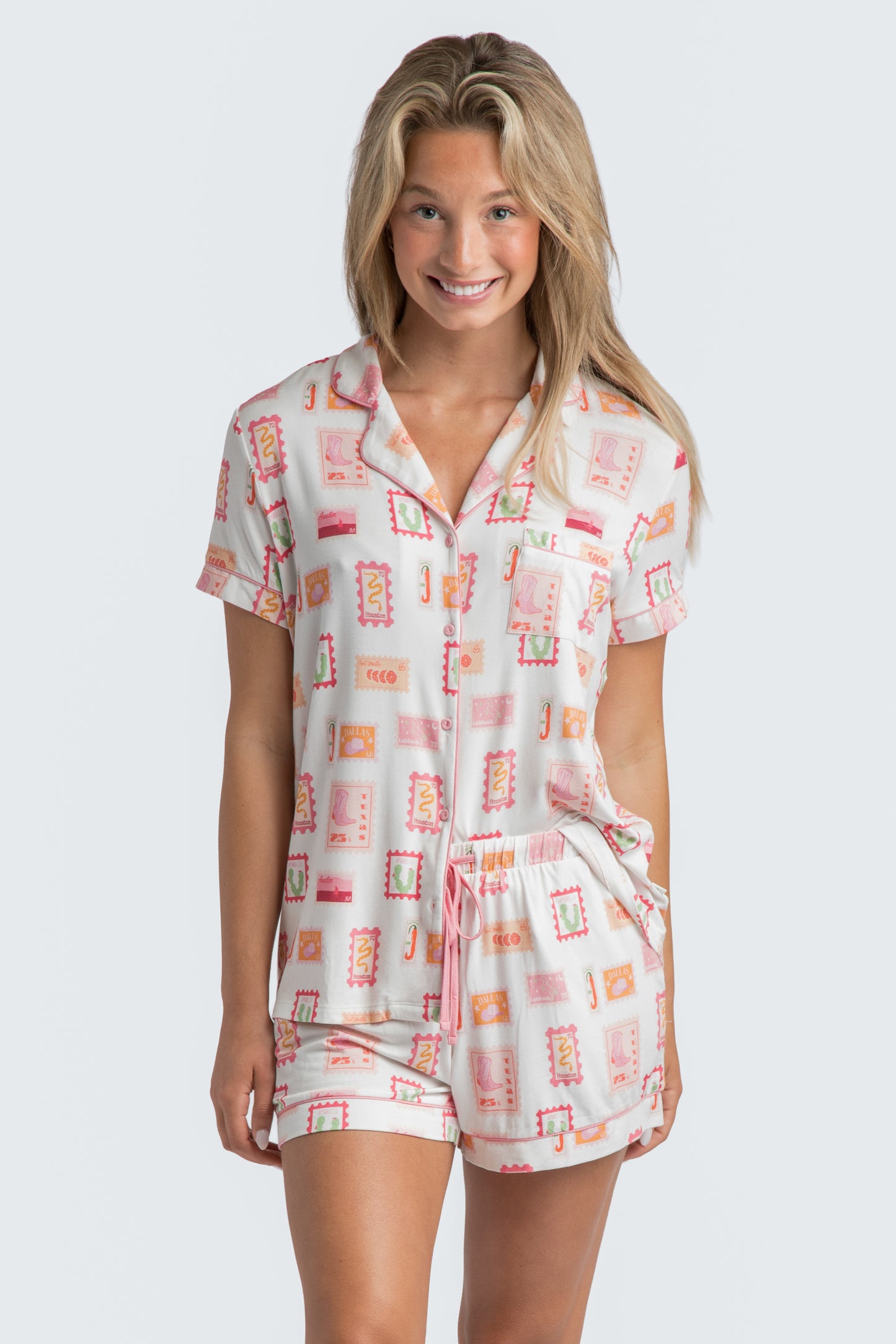 TX Stamps Short Pajama Set Collab with Jessie Reyna