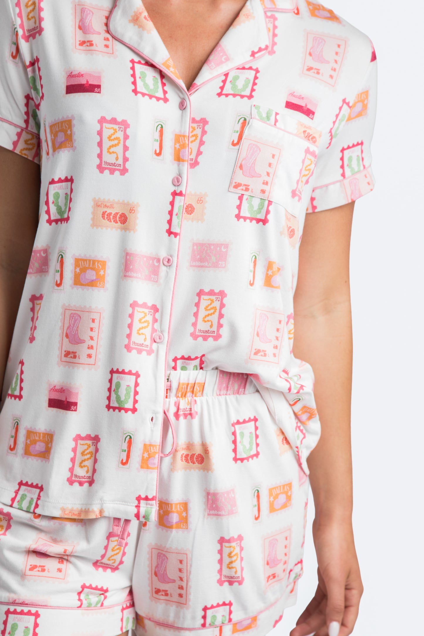 TX Stamps Short Pajama Set Collab with Jessie Reyna