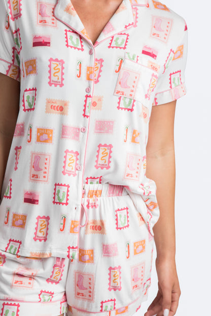 TX Stamps Short Pajama Set Collab with Jessie Reyna