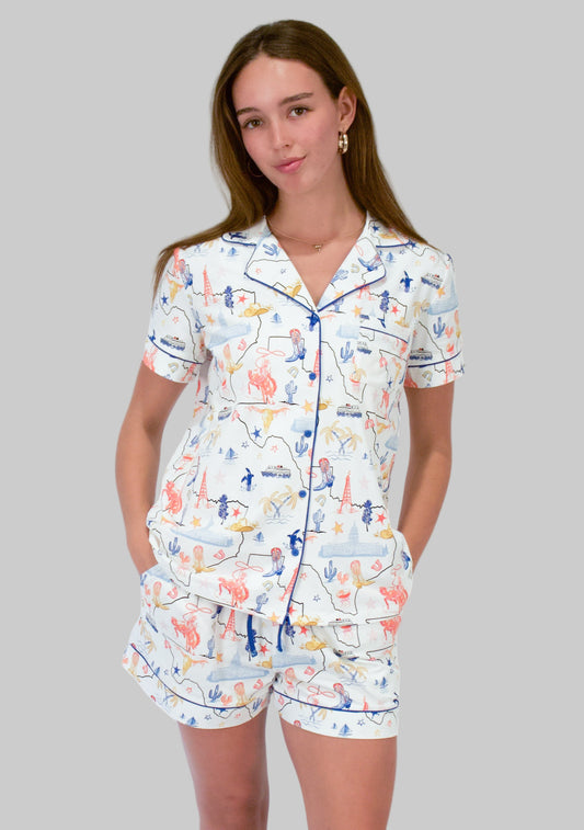 Texas Hold 'Em Short Pajama Set - Organic Cotton | Imbali Charleston
