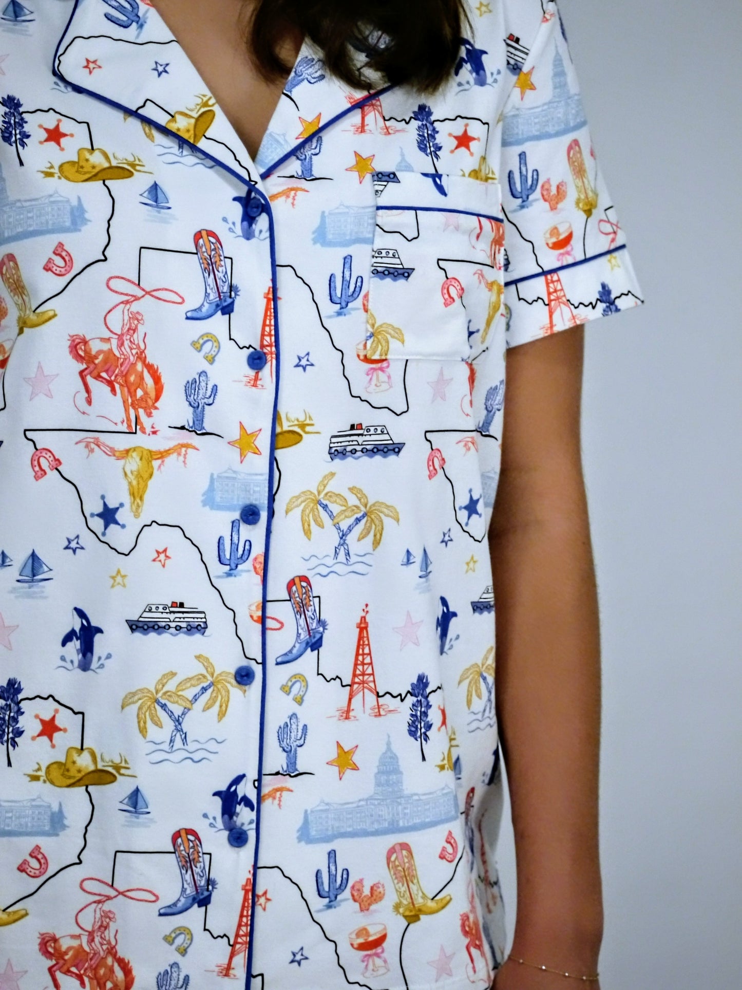 Texas Hold 'Em Short Pajama Set - Organic Cotton | Imbali Charleston