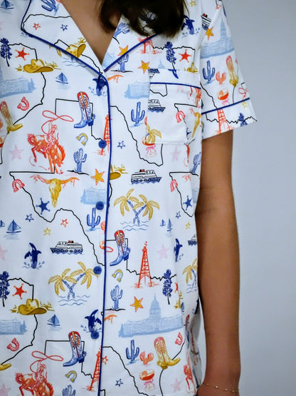 Texas Hold 'Em Short Pajama Set - Organic Cotton | Imbali Charleston