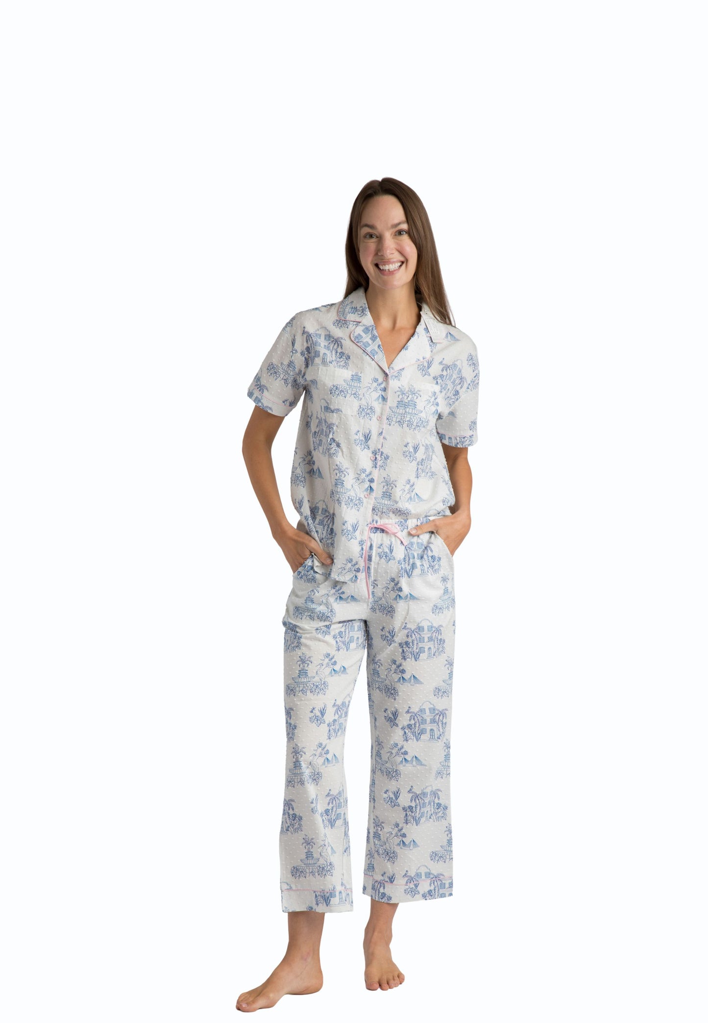 Charleston Toile Cotton Swiss Dot Crop Set