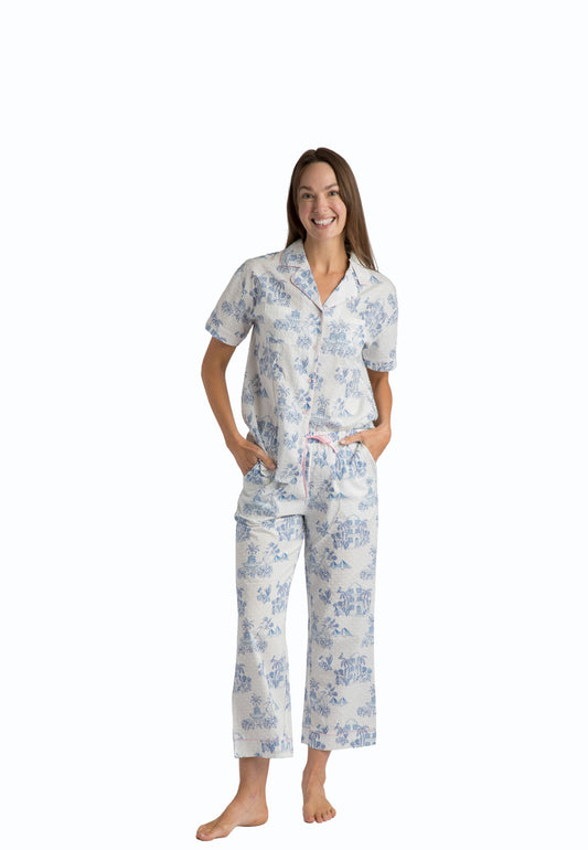 Charleston Toile Cotton Swiss Dot Crop Set