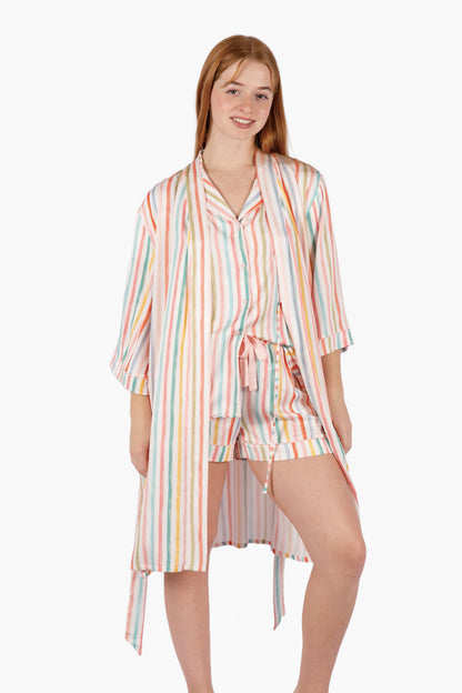 Watercolor Stripe Button Down Short Set - Woven Viscose