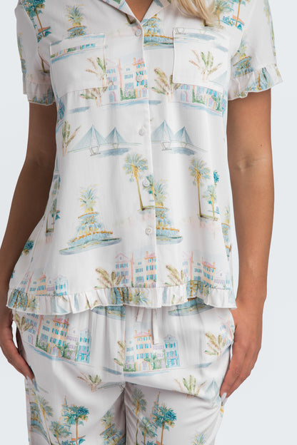 Charleston Watercolor Crop Pajama Set