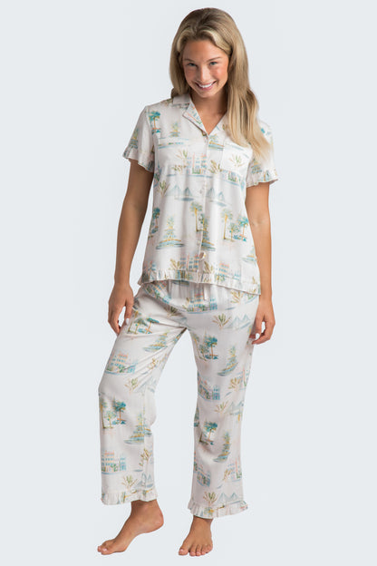 Charleston Watercolor Crop Pajama Set