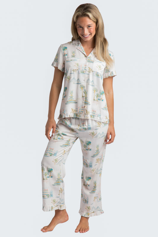 Charleston Watercolor Crop Pajama Set