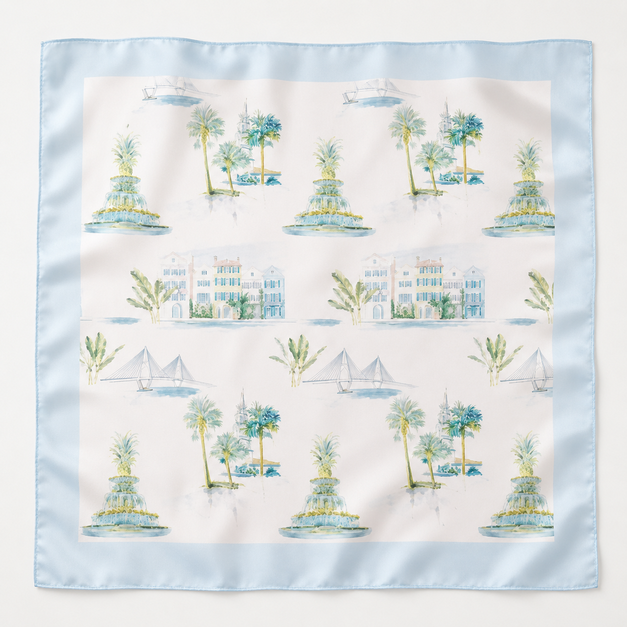 Charleston Watercolor Scarf 25x25" | Pastel Icons Print