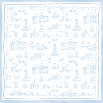 Charleston Bridal Toile Scarf 25x25" | Bridal Print