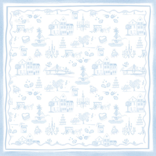 Charleston Bridal Toile Scarf 25x25" | Bridal Print