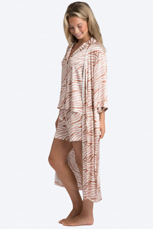 Zebra Stripe Brown Satin Robe