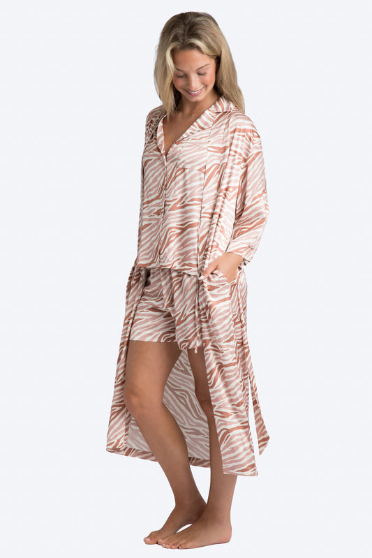 Zebra Stripe Brown Satin Robe