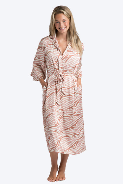 Zebra Stripe Brown Satin Robe