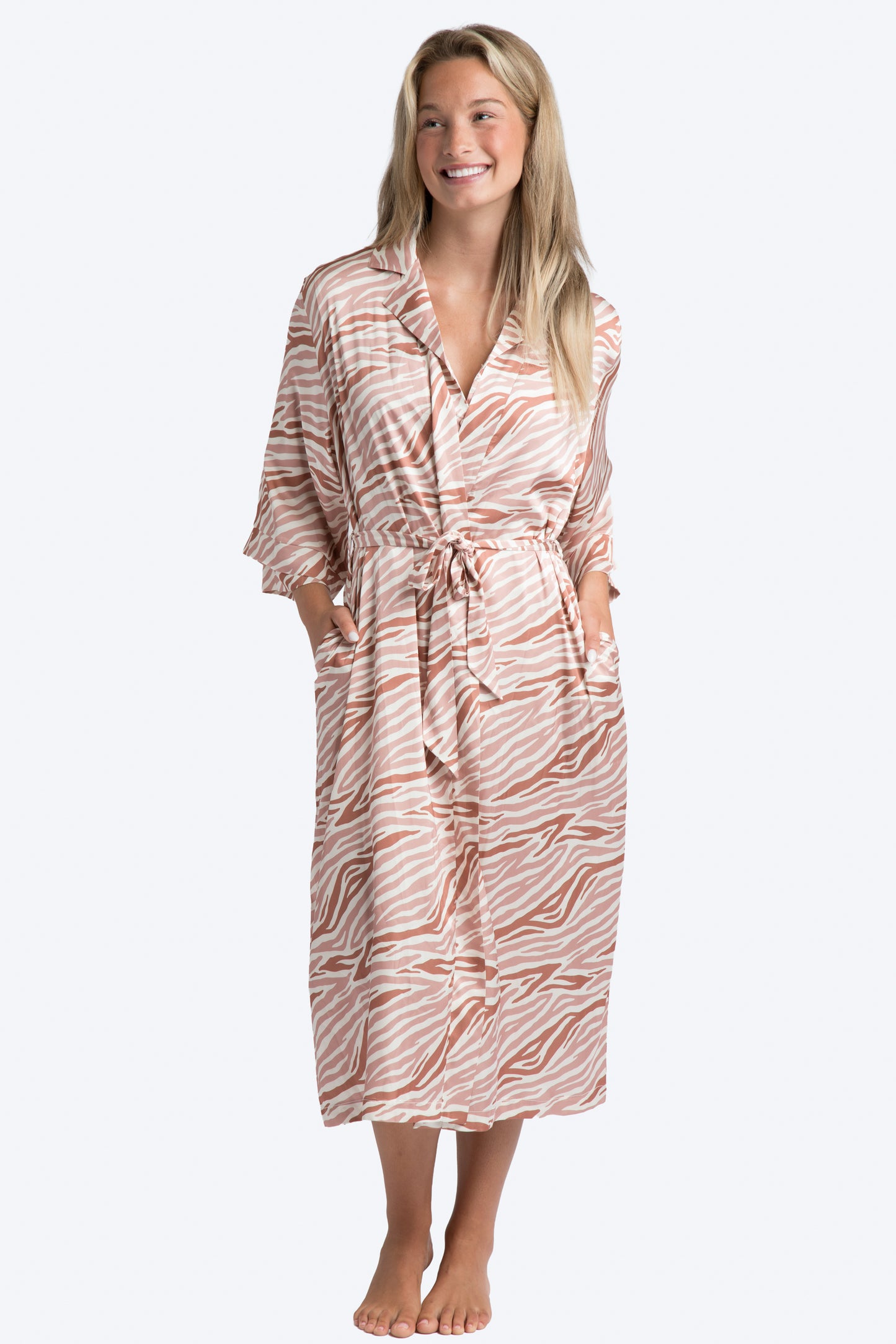 Zebra Stripe Brown Satin Robe