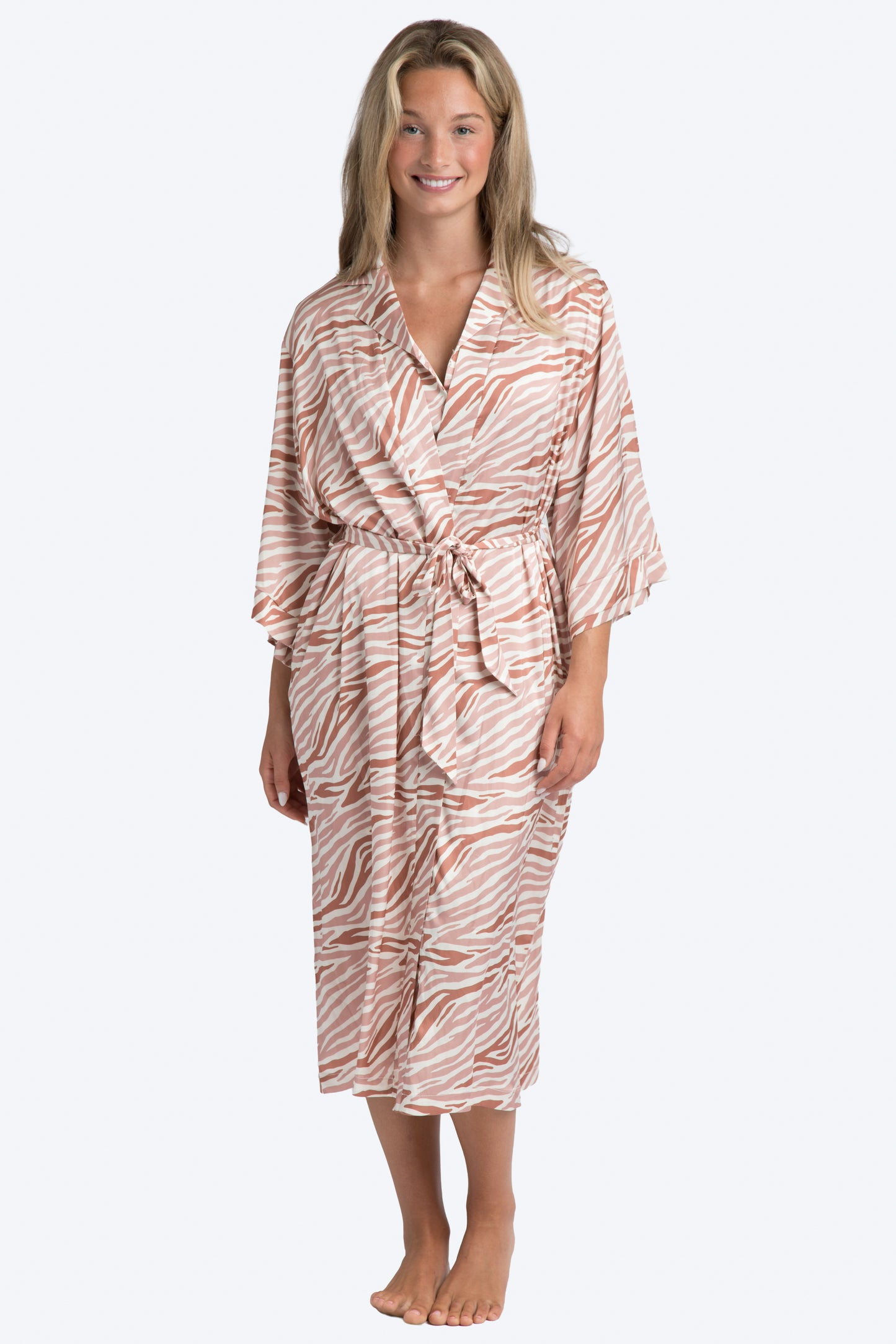 Zebra Stripe Brown Satin Robe