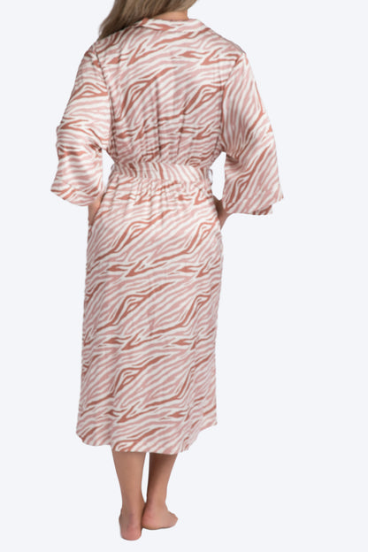 Zebra Stripe Brown Satin Robe