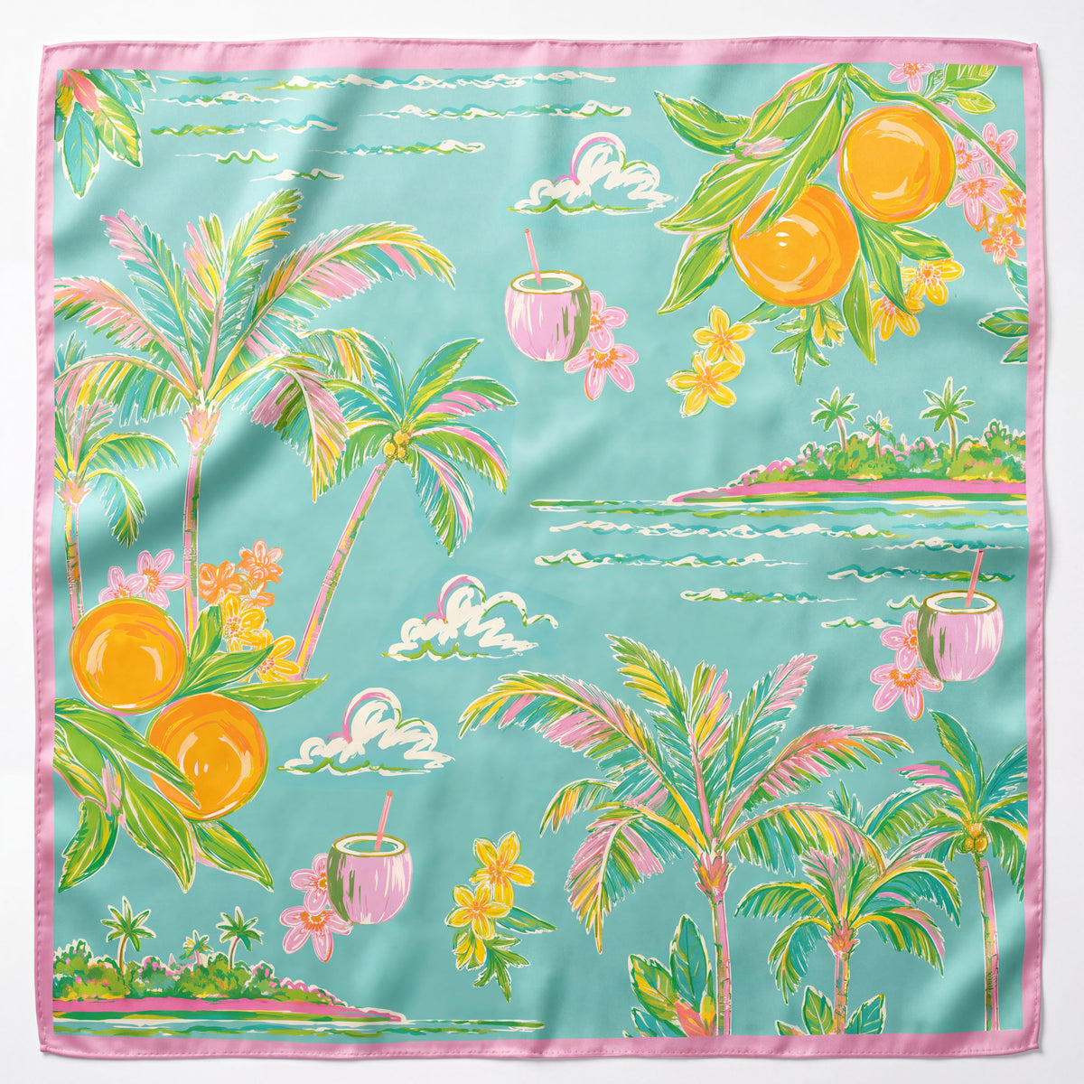 Oranges and Coconuts Printed Satin Scarf