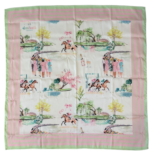 Day at the Races Scarf 25x25" - Ladies Racing Theme | Imbali Charleston