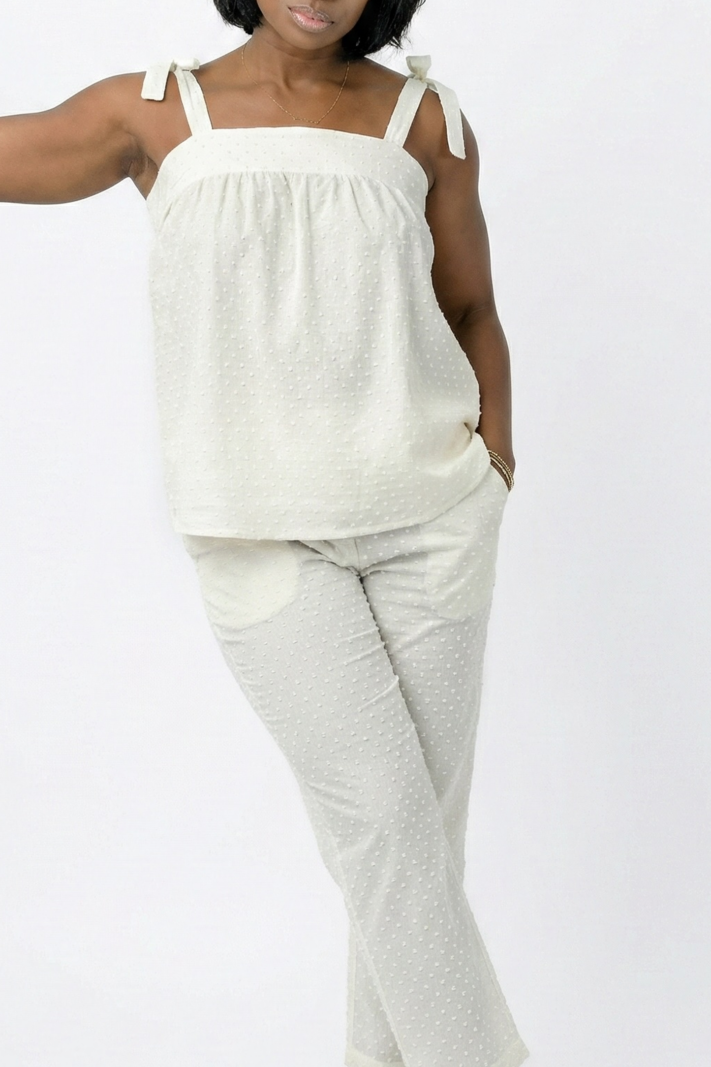 Dobby Day Bridal Cami Crop Set