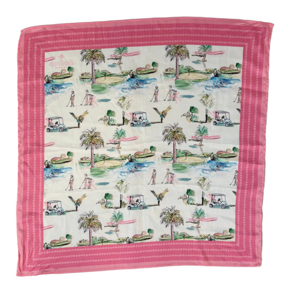 Golf Scene Scarf 25x25" - Southern Golf Course Print | Imbali Charleston