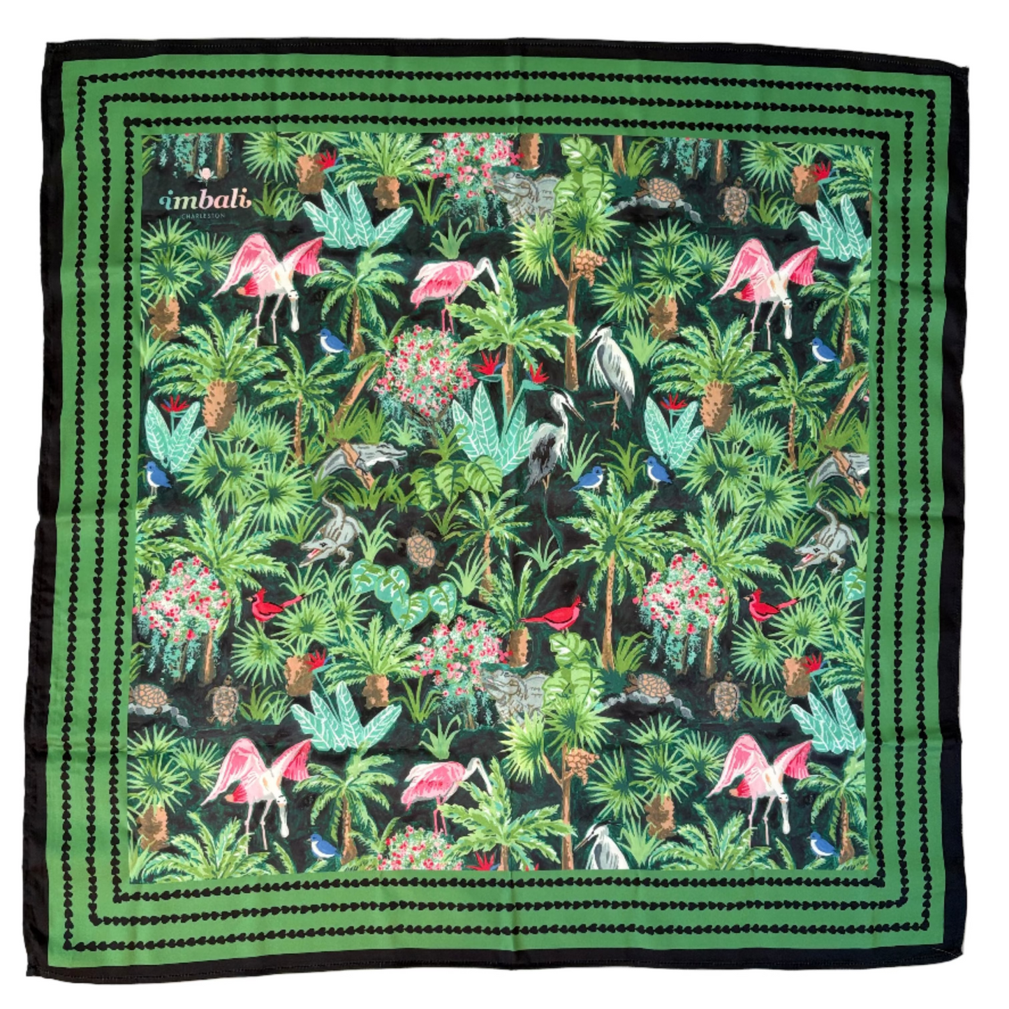 Mystic Marsh Scarf 25x25" - Hand-Painted Southern Wildlife | Imbali Charleston