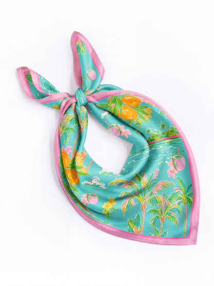 Oranges and Coconuts Printed Satin Scarf