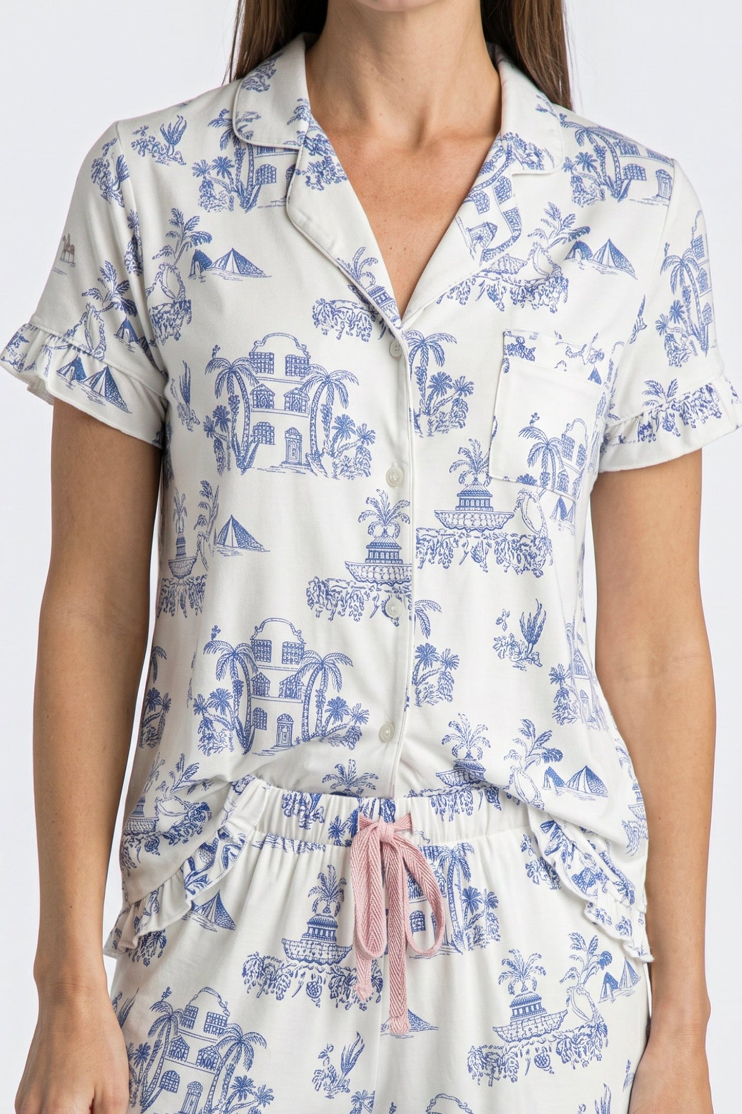 CHS Toile Modal Short Set - Charleston Print PJs