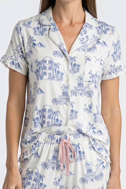 CHS Toile Modal Short Set - Charleston Print PJs