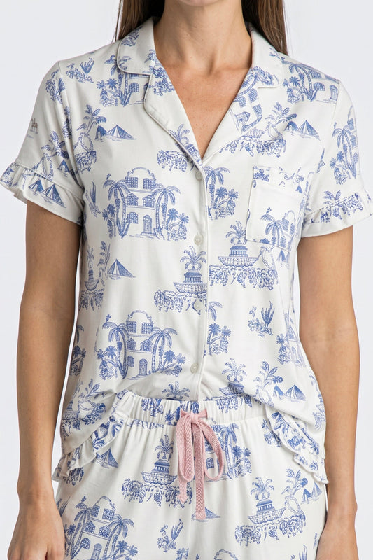 CHS Toile Modal Short Set - Charleston Print PJs