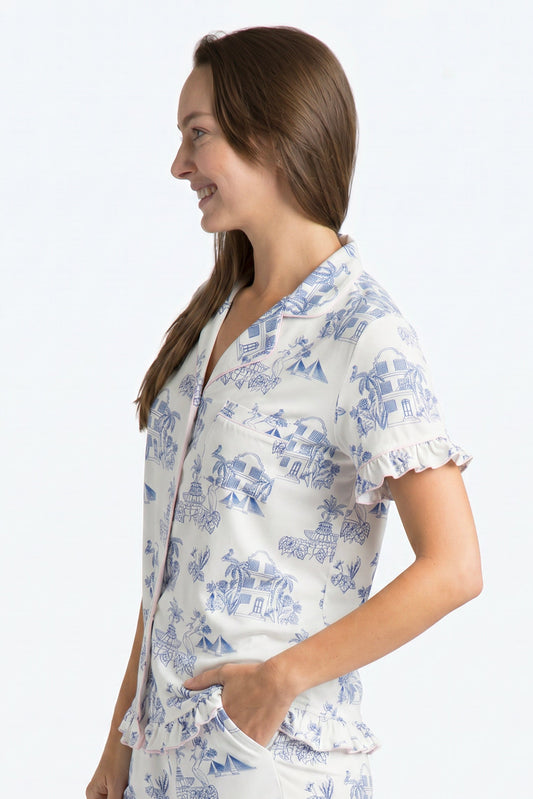 CHS Toile Modal Short Set - Charleston Print PJs