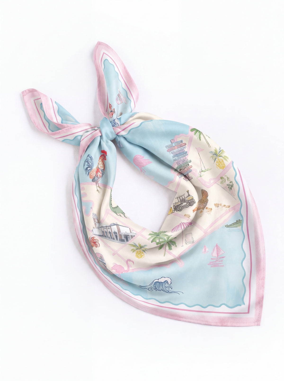 Keys to Paradise Printed Satin Scarf