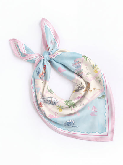 Keys to Paradise Printed Satin Scarf